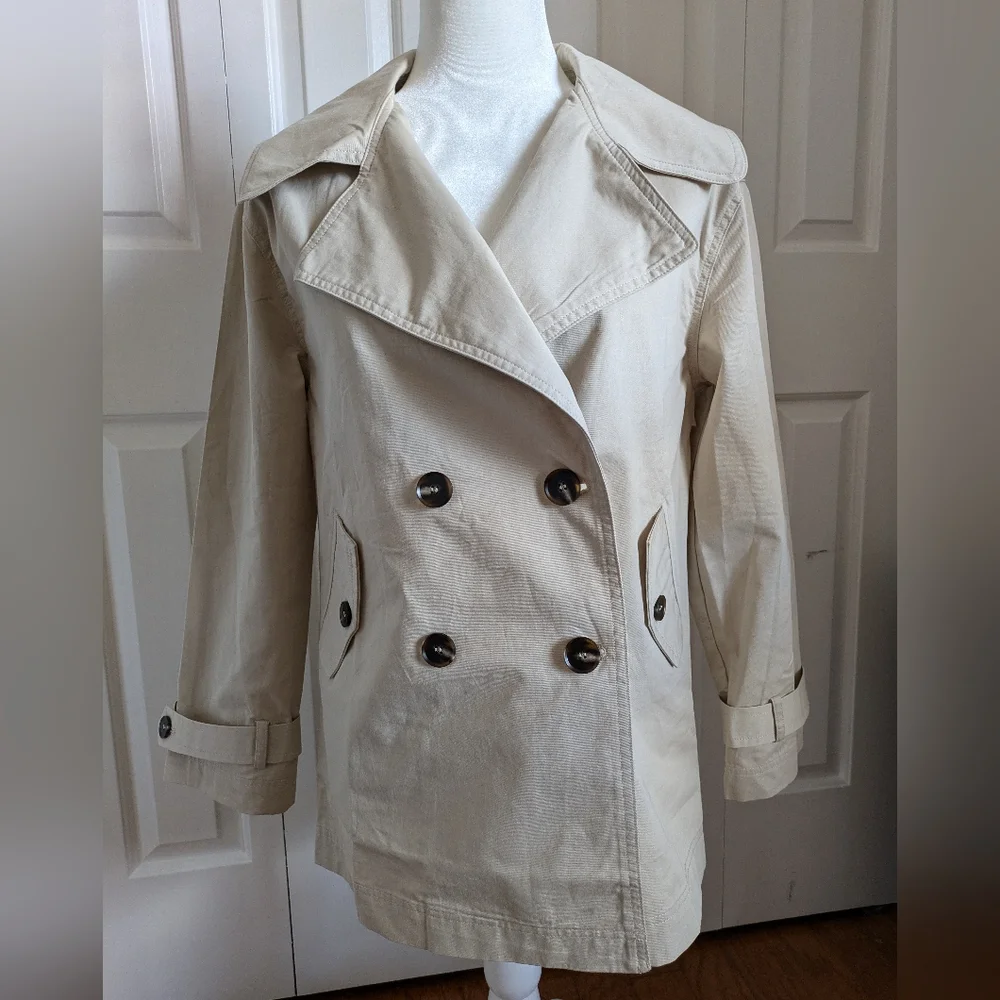 NWT Lulus Women's Cream Double-Breasted Coat - Picture 4 of 7
